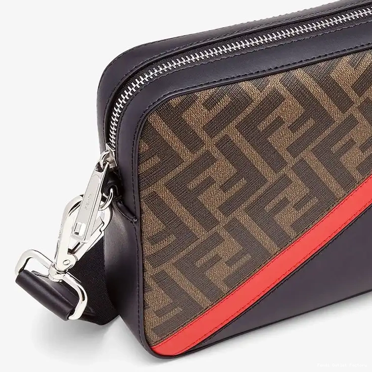 Affordable HOT Fendi Camera FF Fabric Case Red Brown Compact In Motif 0603